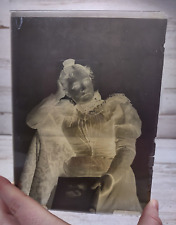 Antique Victorian Glass Plate Photo Negative Woman w/ Demorest's Family Magazine picture