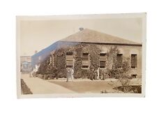 WW2 era Military real photo postcard Soldiers in front of building RPPC picture