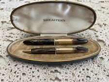 Sheaffer Vintage Tuckaway Fountain Pen & Pencel Set Brown Striped 14k Nib picture