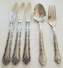 5pc Imperial Parisienne Knives Forks Spoons  Stainless Floral Korea 8 1/2