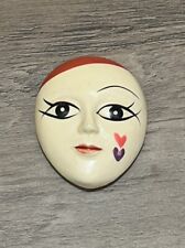 Vintage 1988 Enesco Hand Painted Magnet Porcelain Mime Face Mask Clown Fridge picture