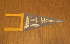 Vintage Honolulu Hawaii Pennant Flag Diamond Head King Kamehameha Tiki Bar picture