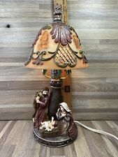 Nativity Scene Table Lamp Heavy Resin Holy Family Creche Christmas Decoration picture