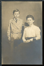 RPPC Studio Portrait Mother and Son Vintage Postcard M1323R picture