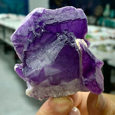 115G  Rare transparent purple cubic fluorite crystal sample picture