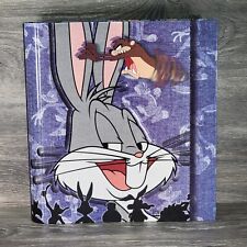Vintage 1998 Looney Tunes 3-Ring Curveback Binder Bugs Bunny Taz Denim WB picture