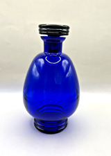 VTG Cobalt Blue Bohemian Czechoslavakia Art Glass Bottle W/ Stopper Czech 7.5” picture