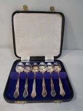 6 VINTAGE DEMITASSE COFFEE SPOONS MAPPIN WEBB SILVERPLATE IN CASE NEVER USED VTG picture