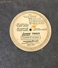 1935 The Lufkin Rule Co. Screw Threads & Tap Drill Sizes Wheel NC Standard picture