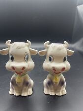 Vintage Anthropomorphic Purple Cow Salt and Pepper Shaker Japan MCM picture