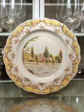 Wong Lee 1895 Crackled Porcelain Hand Painted French Country Landscape Plate picture