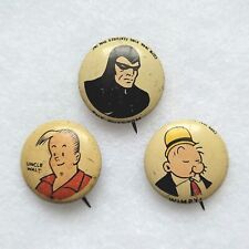 Vintage 1940s Kelloggs PEP Pins Lot Of 3 Phantom Wimpy Uncle Walt Pinback Button picture