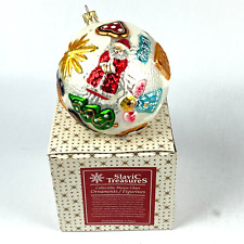 Slavic Treasures Ornament Hand Blown Glass Holiday Fancy Ball Santa Angel Vtg picture