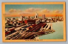 Toledo Ohio OH Birds Eye View Vintage Linen Postcard 1930-45 picture