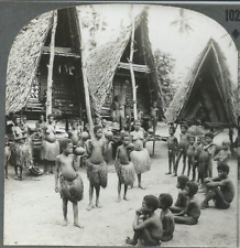 Natives Carry Water in Coconut Shells, New Guinea.  Stereoview Photo picture