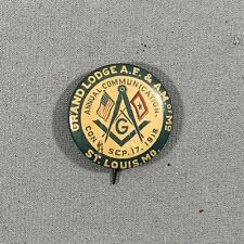Vtg 1918 Pinback Grand Lodge A.F. & A. M. St. Louis Missouri picture