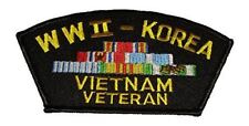 WORLD WAR TWO 2 WWII KOREA VIETNAM VETERAN WITH CAMPAIGN SERVICE RIBBONS PATCH picture