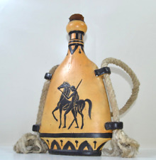 Greek Revival Horseman Vintage Ceramic Flask by G.B. Bambarotta Rare Collectible picture