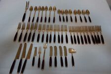Vintage MID CENTURY MODERN Thai Brass and Rosewood FLATWARE SET Of 50 Pieces picture