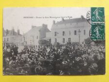 1912 cpa very rare auxerre (Yonne) in front of the GARE MONSEIGNEUR BLESS the CROWD picture