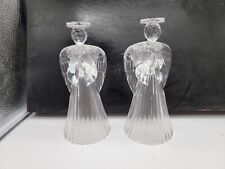 Vintage Pair of St. Georges Crystal Candlestick Holders Praying Angel picture