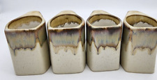 Rodolfo Padilla Drip Glaze Coffee Mug Stoneware Pottery Embossed Signed Set of 4 picture