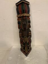 Vintage Wooden Totem 14” Handmade Hand Painted RARE Solid Wood See All Photos picture