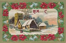 Christmas Greetings - Merry Christmas at Rural Church Scene - pm 1910 - DB picture