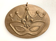 Cast Bronze Medalion Fleur De Lis W/Crown & Mask New Orleans Carvist Lane Gifts picture