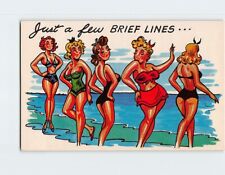 Postcard Just a few Brief Lines . . . with Ladies Comic Art Print picture