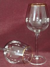 Vintage Crystal Gold Rimmed Wine Goblets w/ 4.5' Stem, 16 oz to Rim Glasses picture