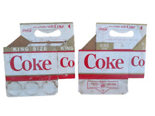 Vintage Lot x 2 1960s COKE COCA-COLA Soda Bottle Six Pack Cardboard Carriers picture