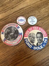 (4) Political Pins Buttons Badges Circa 1976 Ford Dole Bicentennial picture