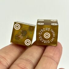 RARE Vtg Circus Circus Casino Amber Yellow Ringmaster Dice Cancelled picture