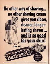 1951 Barbasol Shaving Cream Print Ad Croquet Man Woman picture