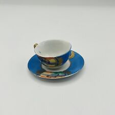 Vintage Miniature Japanese Handpainted Landscape Teacup And Saucer Set  picture
