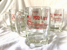 Vintage Set of 4 Pizza Hut Pete -- Substantial Barrel Glasses Mugs Steins picture