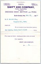 South Omaha, NE Swift and Co. Pork Packers Mutton Buford 1894 Billhead - Receipt picture