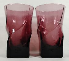Vintage Pair of Morgantown Glass Amethyst Tumblers in the Swirl Pattern picture