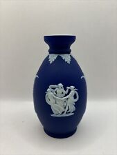 Wedgwood Dark Blue Jasperware Bud Vase 5 Inch Made in England picture