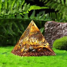 Citrine Crystal Sphere Orgonite Pyramid Tiger Eye Natural Stone Orgone Pyramid picture