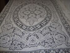 Vtg Quaker Lace White Rectangle Tablecloth 81x56