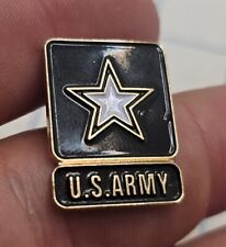 VTG Lapel Pinback Hat Pin Gold Tone US Army Pin Star Green  picture
