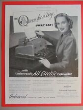 1948 UNDERWOOD ALL ELECTRIC TYPEWRITER Be A QUEEN FOR A DAY art print ad picture