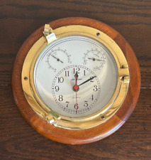 Seth Thomas Model Nautical Porthole Wall Clock Hydro & Thermo Gauges picture