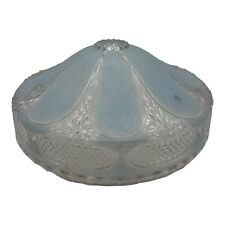 VTG Ceiling Fixture Light Shade Cover Frosted Blue 10 3/8” Heavy Glass 3 Holes picture