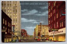 Postcard Iowa Sioux City 4th Street looking west clothing jewelry shoes c1949 4N picture
