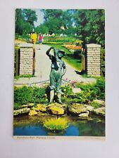 Vintage Postcard Assiniboine Park Winnipeg Canada Boy Statue English Garden picture