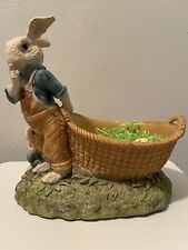 Vintage Chrisdon Bunny Rabbit w/Child & Basket Resin Figurine RARE Shhh - CUTE picture