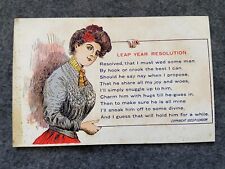 1908 Leap Year Resolution Vintage Postcard picture